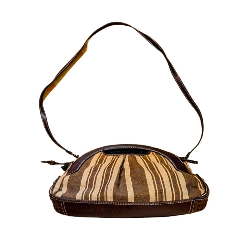 Fossil Faux Leather & Cloth Modern Vintage Hobo Crossbody Purse Or Clutch